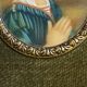 Miniature vierge en priere 1900 velours rose dore peinte a la main