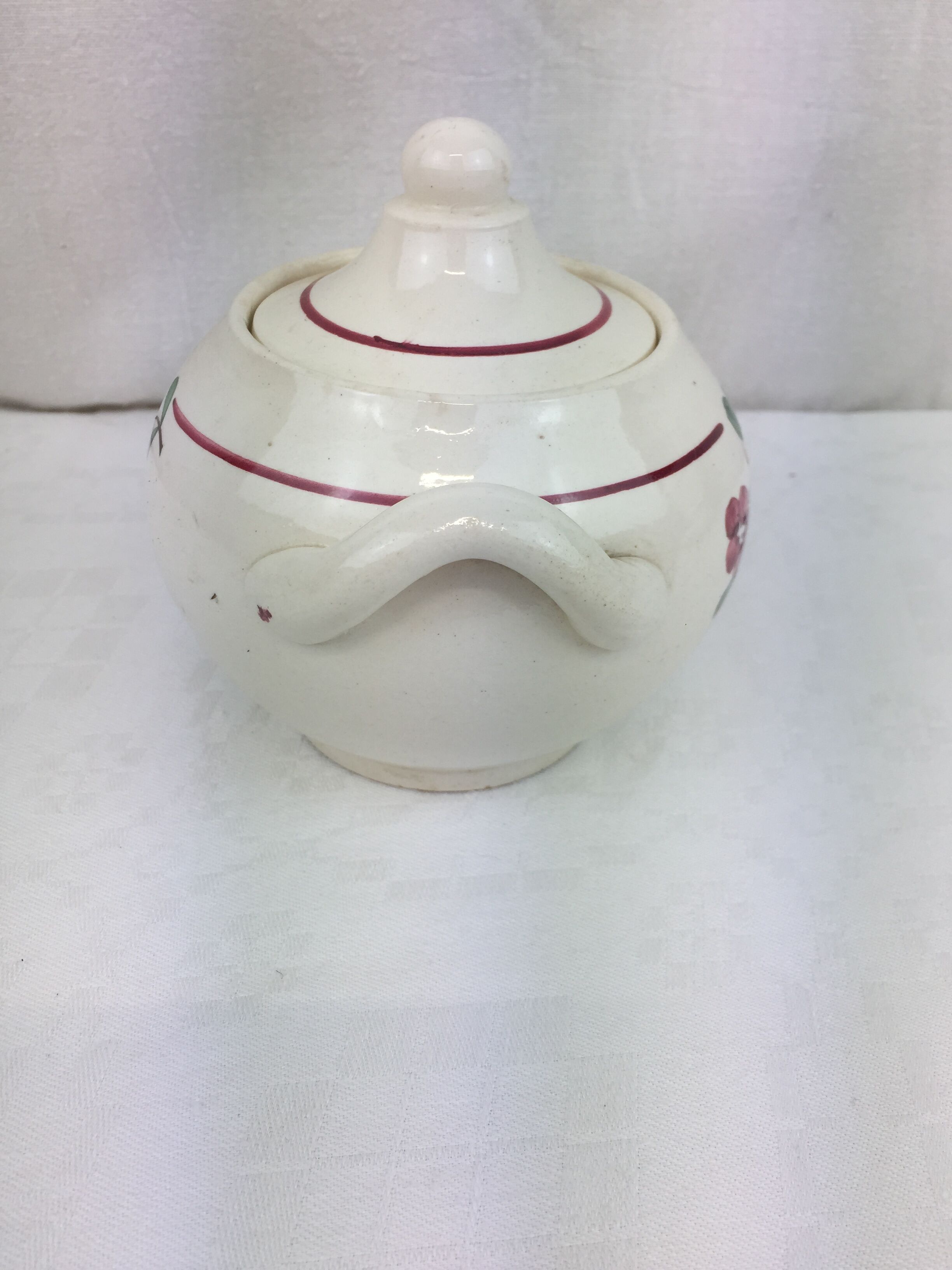 Old sugar bowl with floral decoration Made in France Sarreguemines