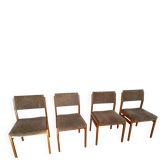 Set of 4 Vintage Scandinavian Chairs – 1960s – Flecked Fabric