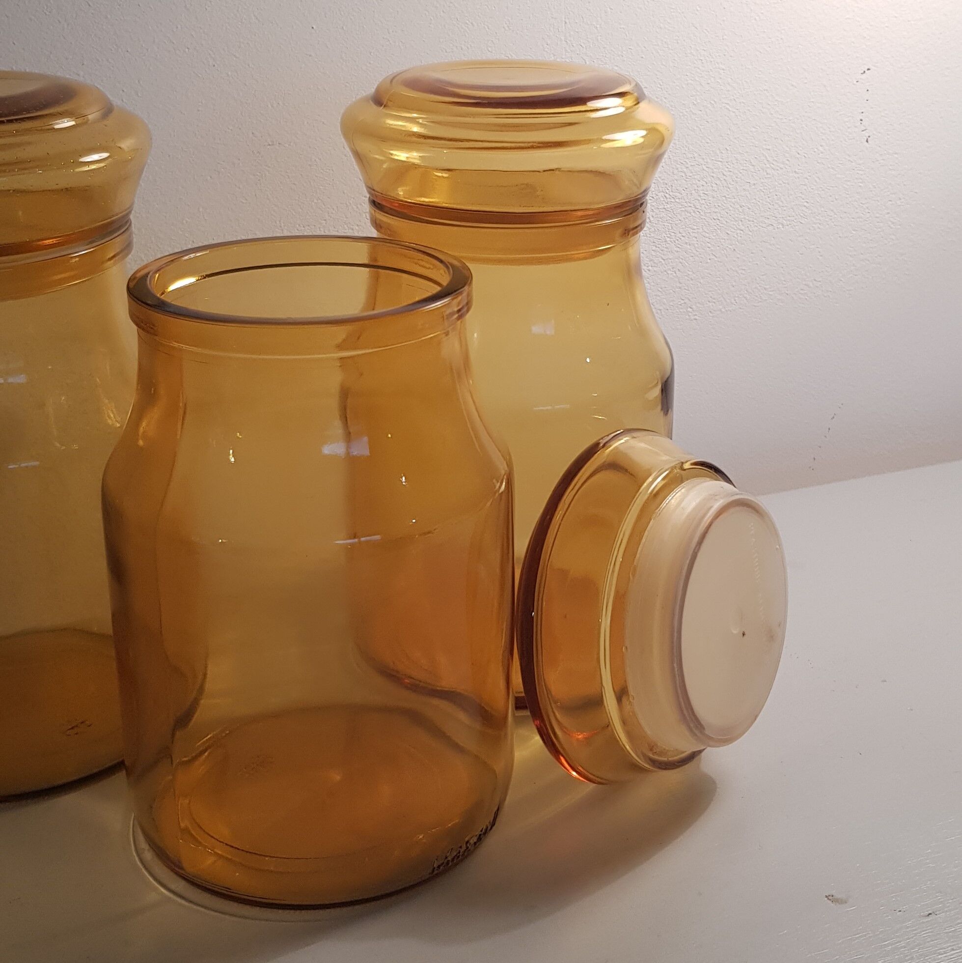 Maxwell glass jars Amber Brown