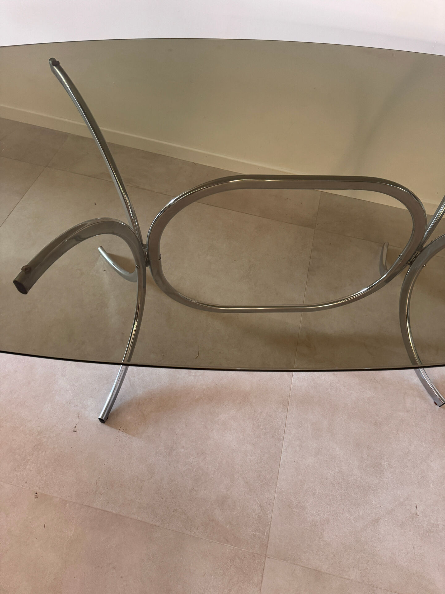 Table à manger verre fumé 1970