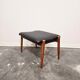 Danish - Style Stool with Faux Leather – 1970s