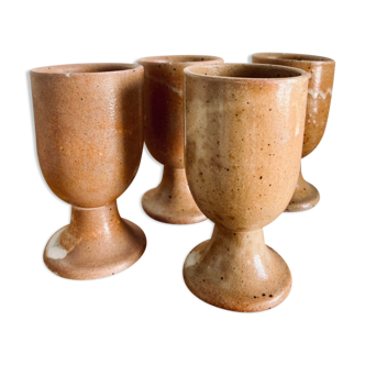 Set of 4 standing stoneware cups