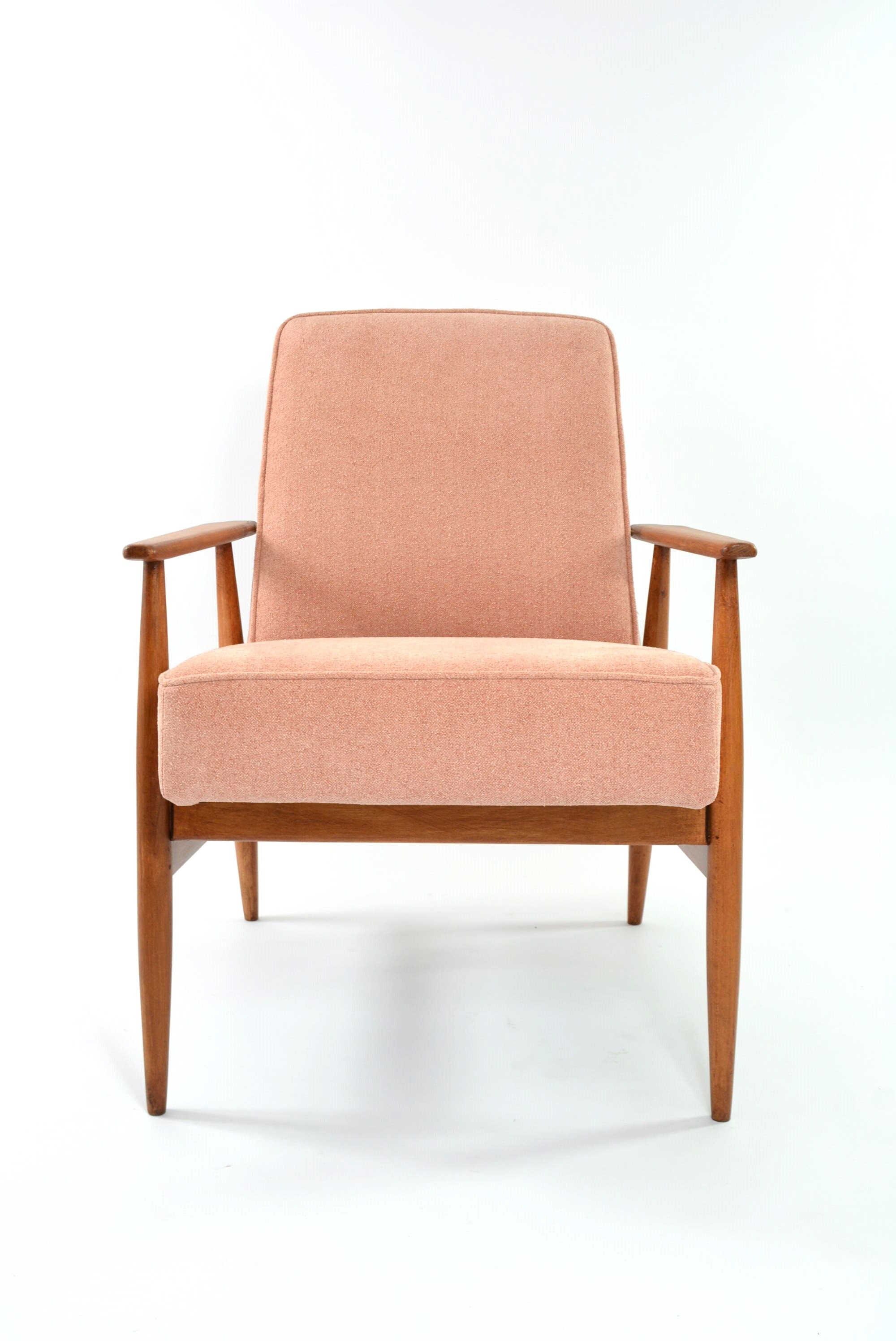 Renovated vintage armchair corduroy pink