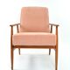 Renovated vintage armchair corduroy pink