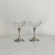 Set of 2 vintage glasses in metal and thick chiseled glass
