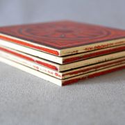 Vintage 5 Villeroy and Boch small tiles, 1960s-70s, orange flowers