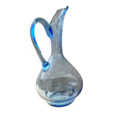 Blue blown glass jug 30 cm