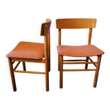 Pair of Borge Mogensen J39 Shaker chairs in solid elm-wood, 1950s
