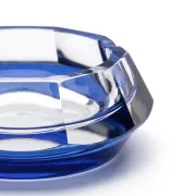 Vintage ashtray in solid cobalt blue and transparent glass, Murano style.