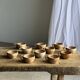 Set of 11 vintage coffee cups, raw matte stoneware H11