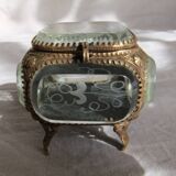 Napoleon III jewellery box bevelled glass engraved box box