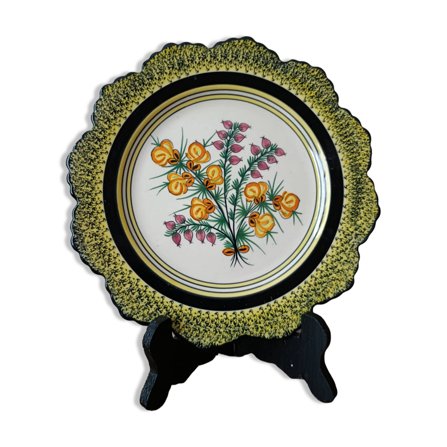 Henriot Quimper wall plate | gorse & heather flowers 1945/70