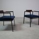 Pair of Postmodern armchairs in steel and mahogany, 1970s