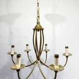 6-light chandelier in bronze and brass