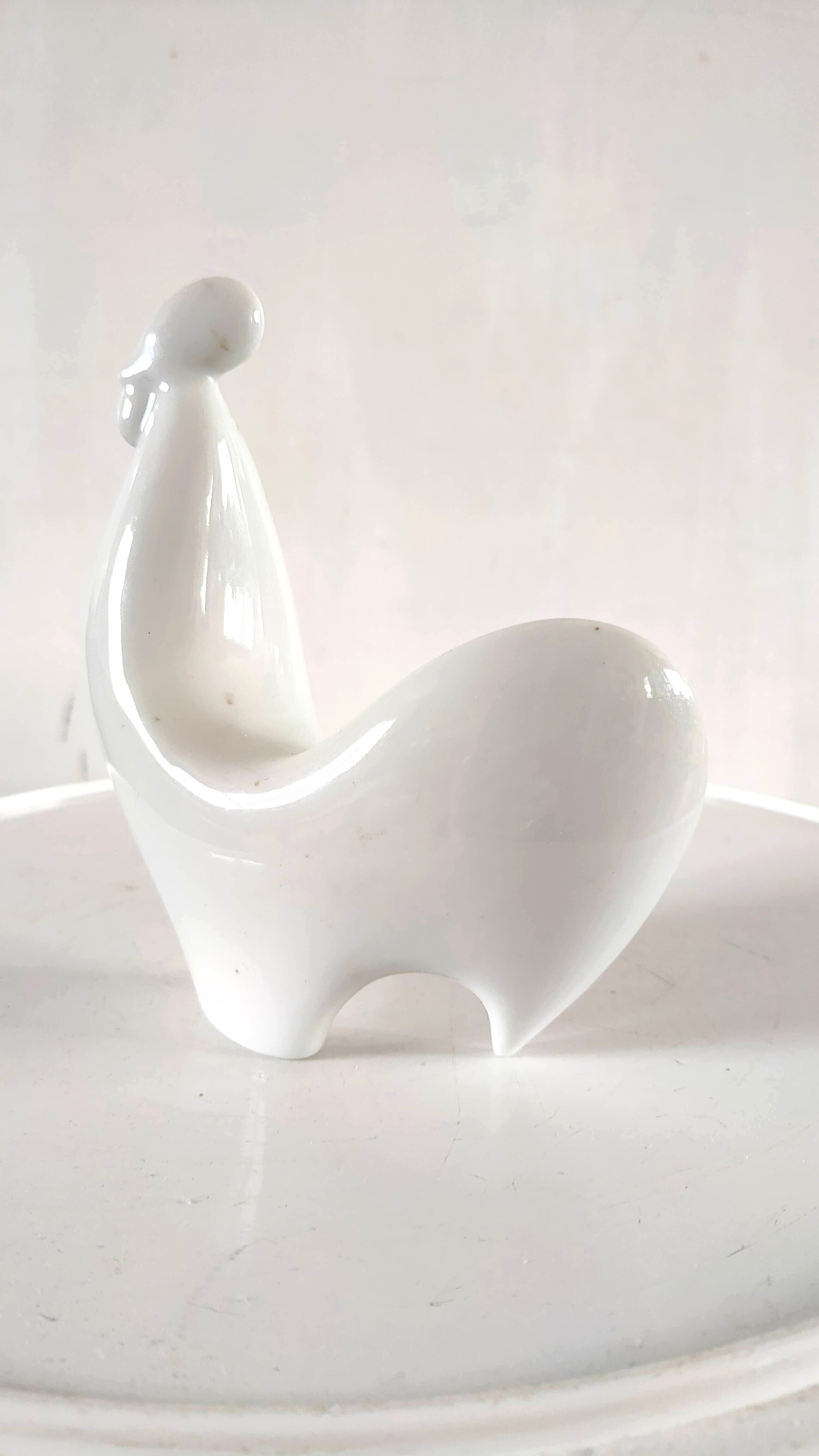 Coq stylisé en céramique design années 70