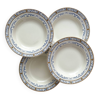 4 assiettes creuses en terre de fer « Colbert » Creil et Montereau