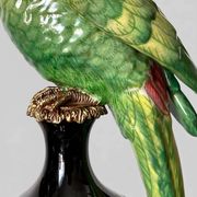 Pair of parrot candlesticks in porcelain and gilded bronze – Louis XVI style – 47 cm