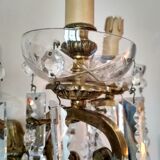 3 Bronze and crystal light wall sconce, late 19th century