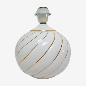 Pied de lampe céramique blanc et or design italien années 70 / 80