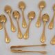 Christofle Marly gold, 10 mocha spoons, coffee, 10 cm + gold metal sugar tongs