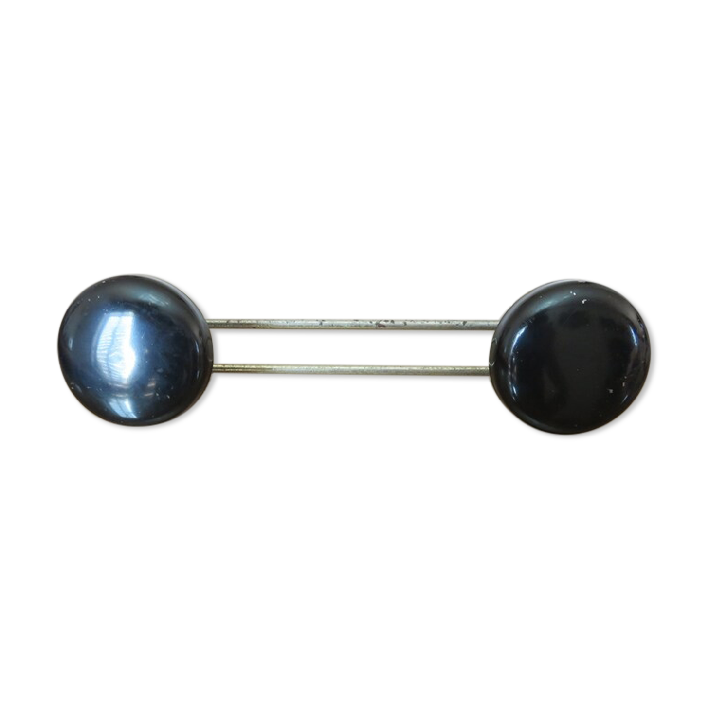 Coat rack 2 patères metal gilded and black 50s 60s