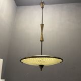 Vintage Bronze & Glass Light Pendant Light, 1950s