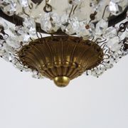 Old crown ceiling light with 3 lights, half basket with glass pendants. Louis XVI style. The 50's