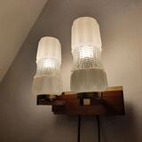 Vintage gold wall light on wooden stand