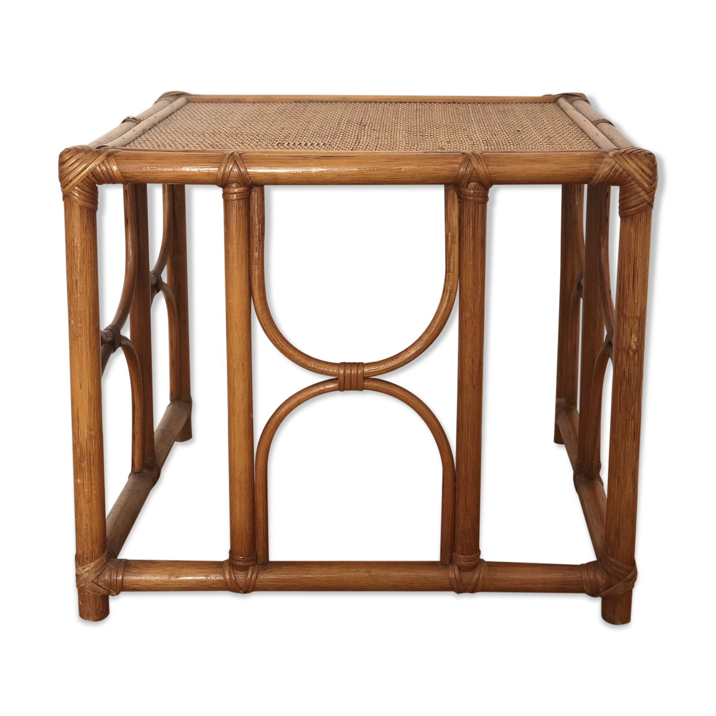 Rattan and bamboo coffee table