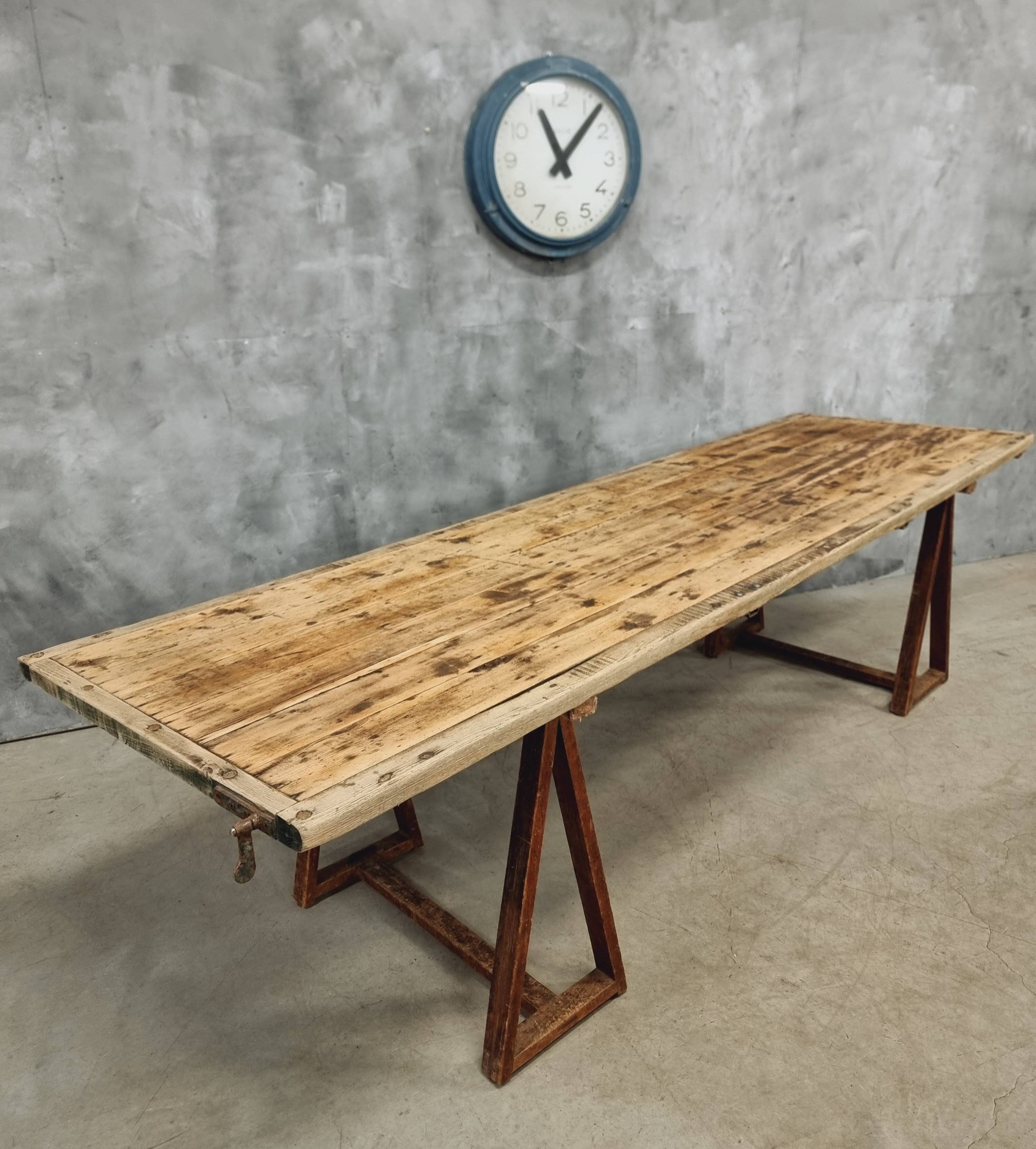 Antique trestle table XXL garden table 89 x 308 cm
