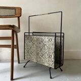 porte revue design 1970 en métal et cuir python