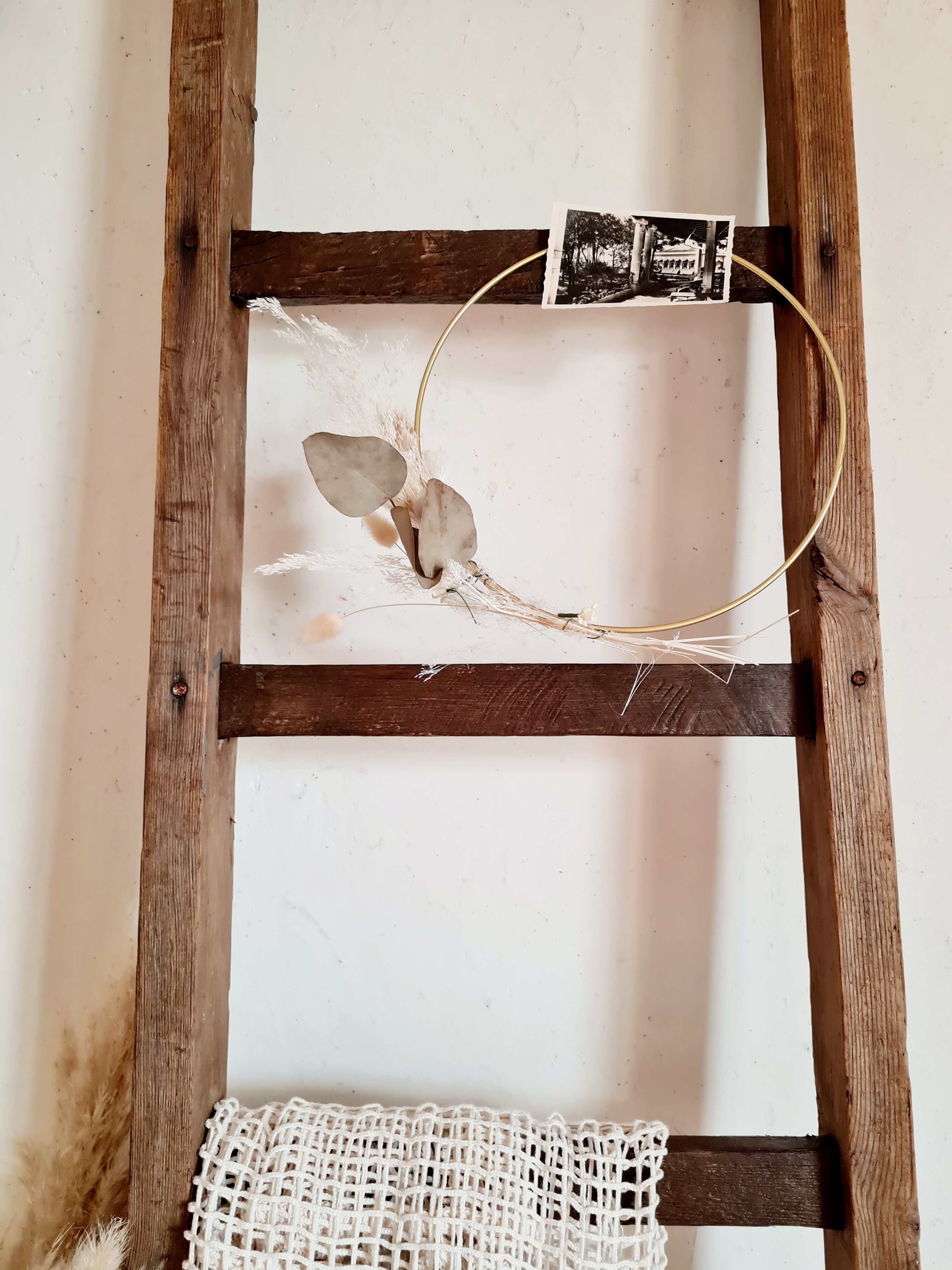 Old wooden farm ladder