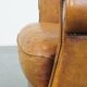 Fauteuil club vintage en cuir de mouton cognac clair