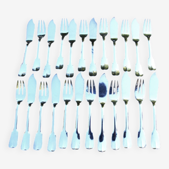 12 fish cutlery in silver metal uniplat cluny