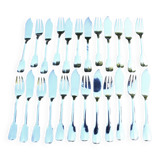 12 couverts à poisson en métal argenté uniplat cluny