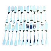 12 couverts à poisson en métal argenté uniplat cluny