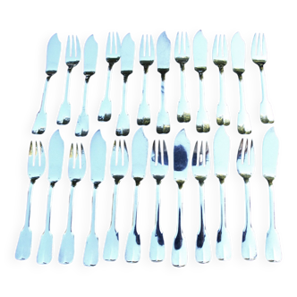 12 fish cutlery in silver metal uniplat cluny