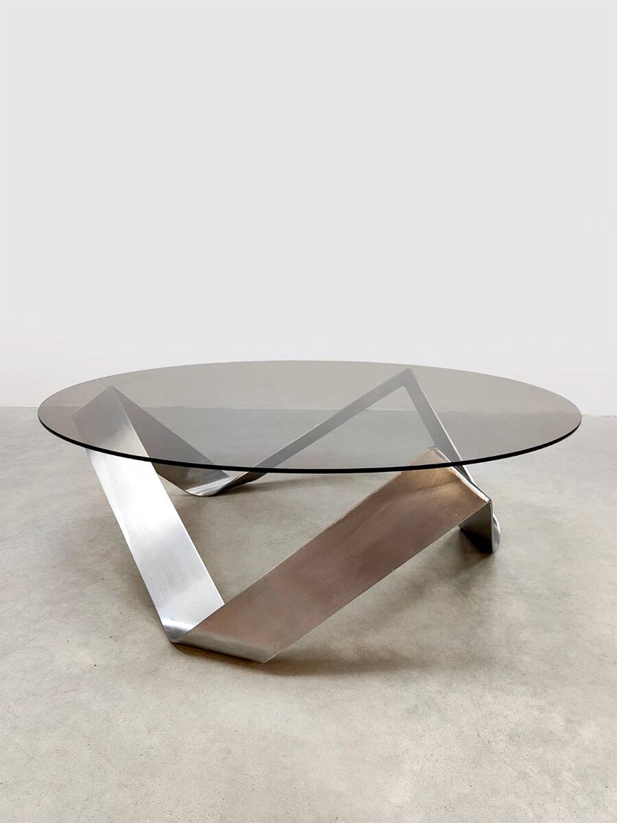 Table basse vintage en verre Knut Hesterberg Ronald Schmitt 1970