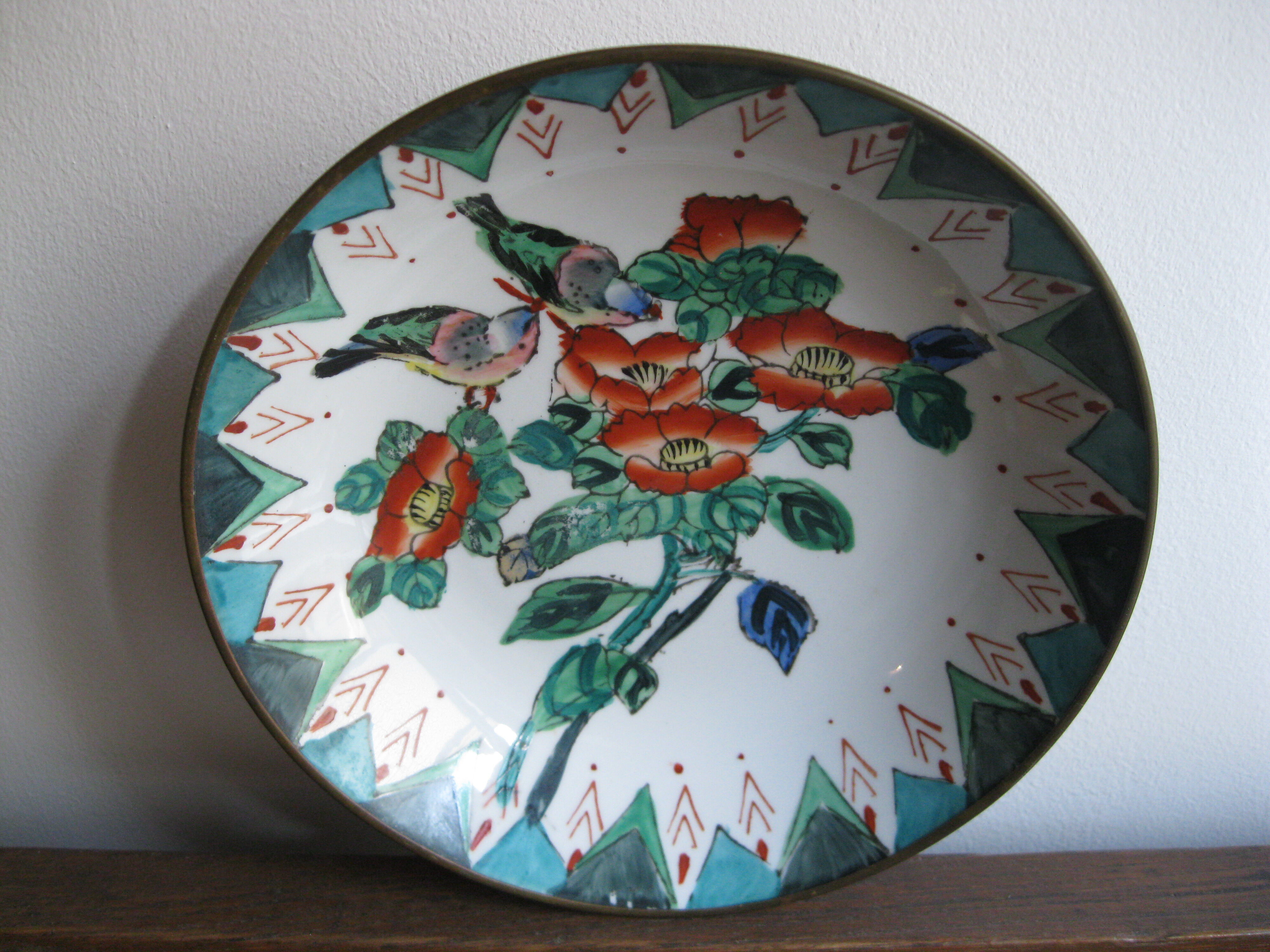 Chinese decorative plate brass-mounted