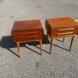Tables de chevet en teck avec pieds en chêne attribuées à Johannes Andersen, 1964, lot de 2
