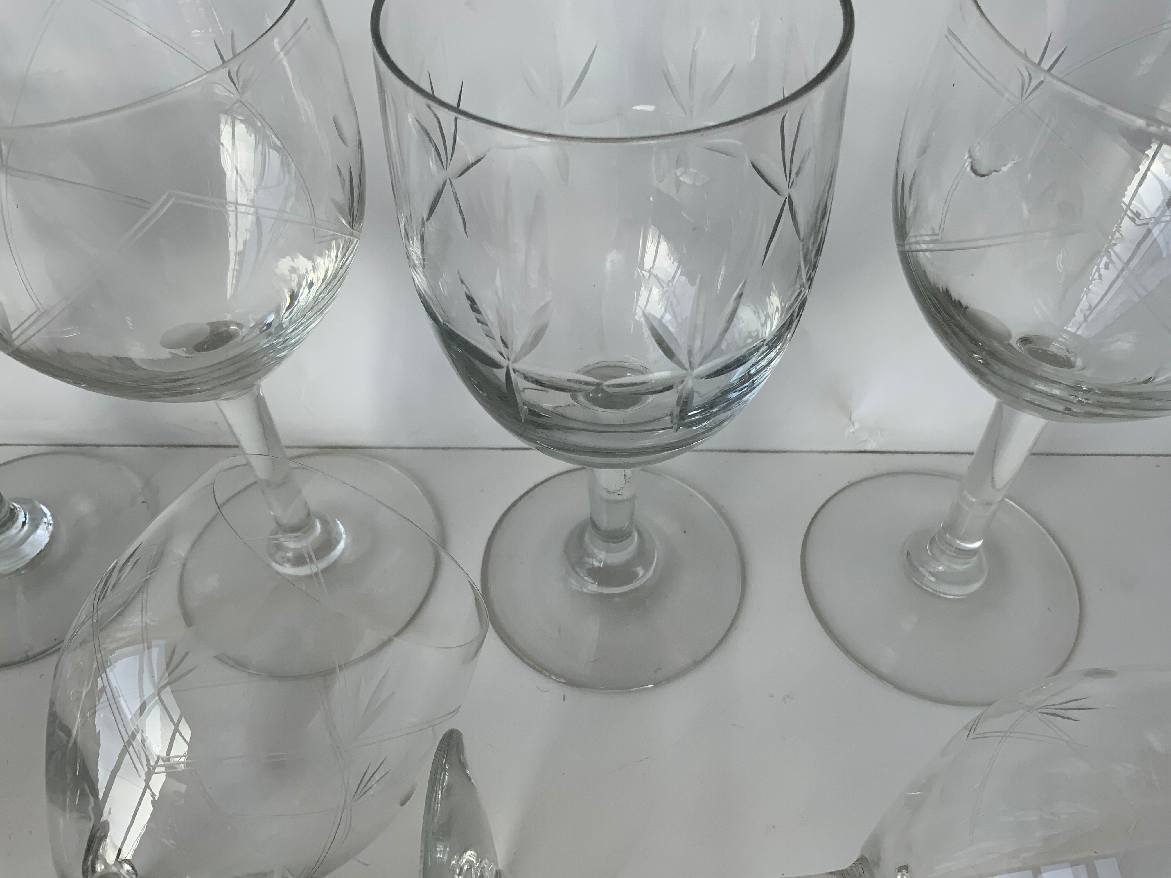 15 antique glasses mismatched