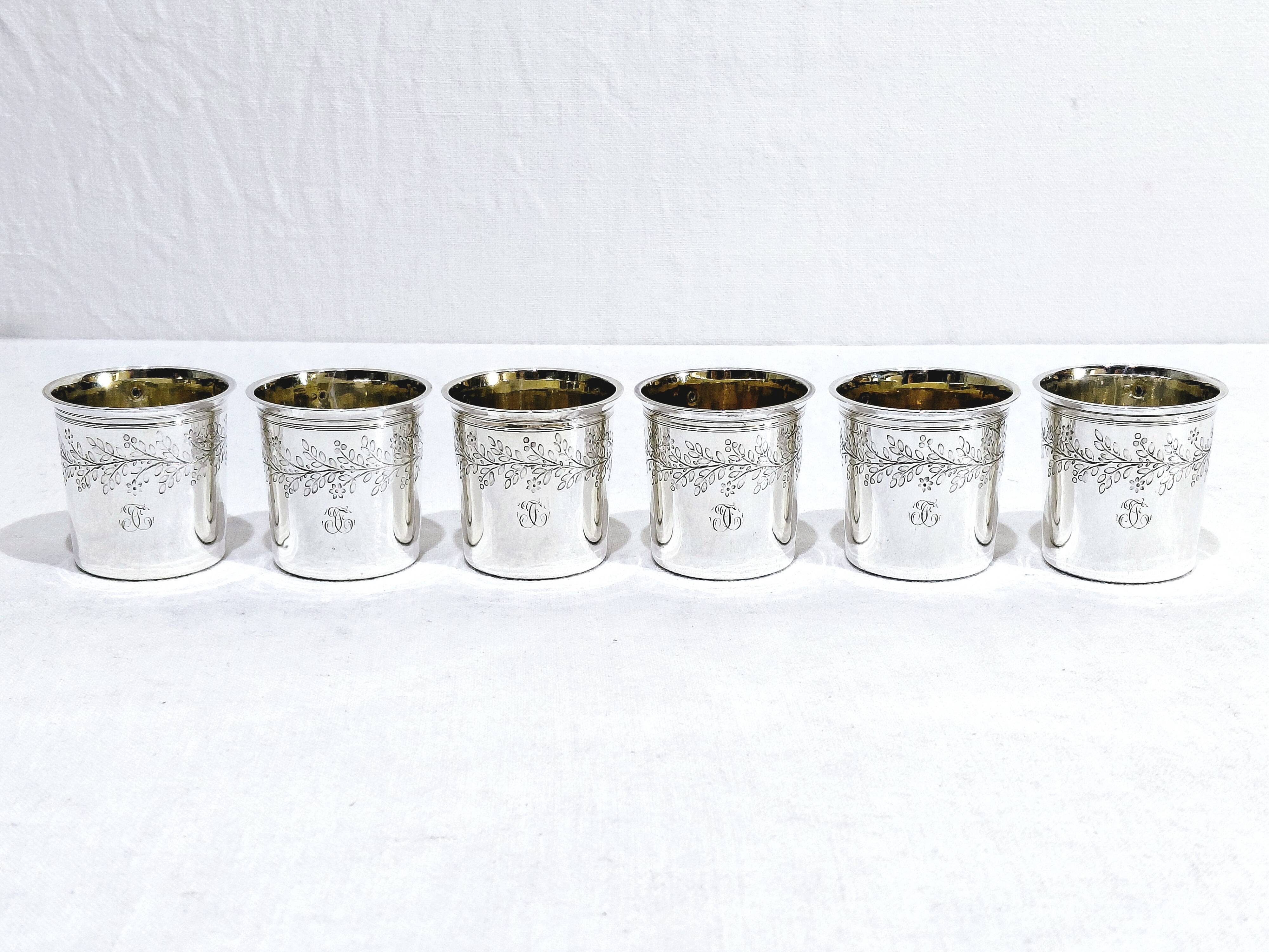 Hippolyte Fournerot - 6 Silver Liqueur Glasses