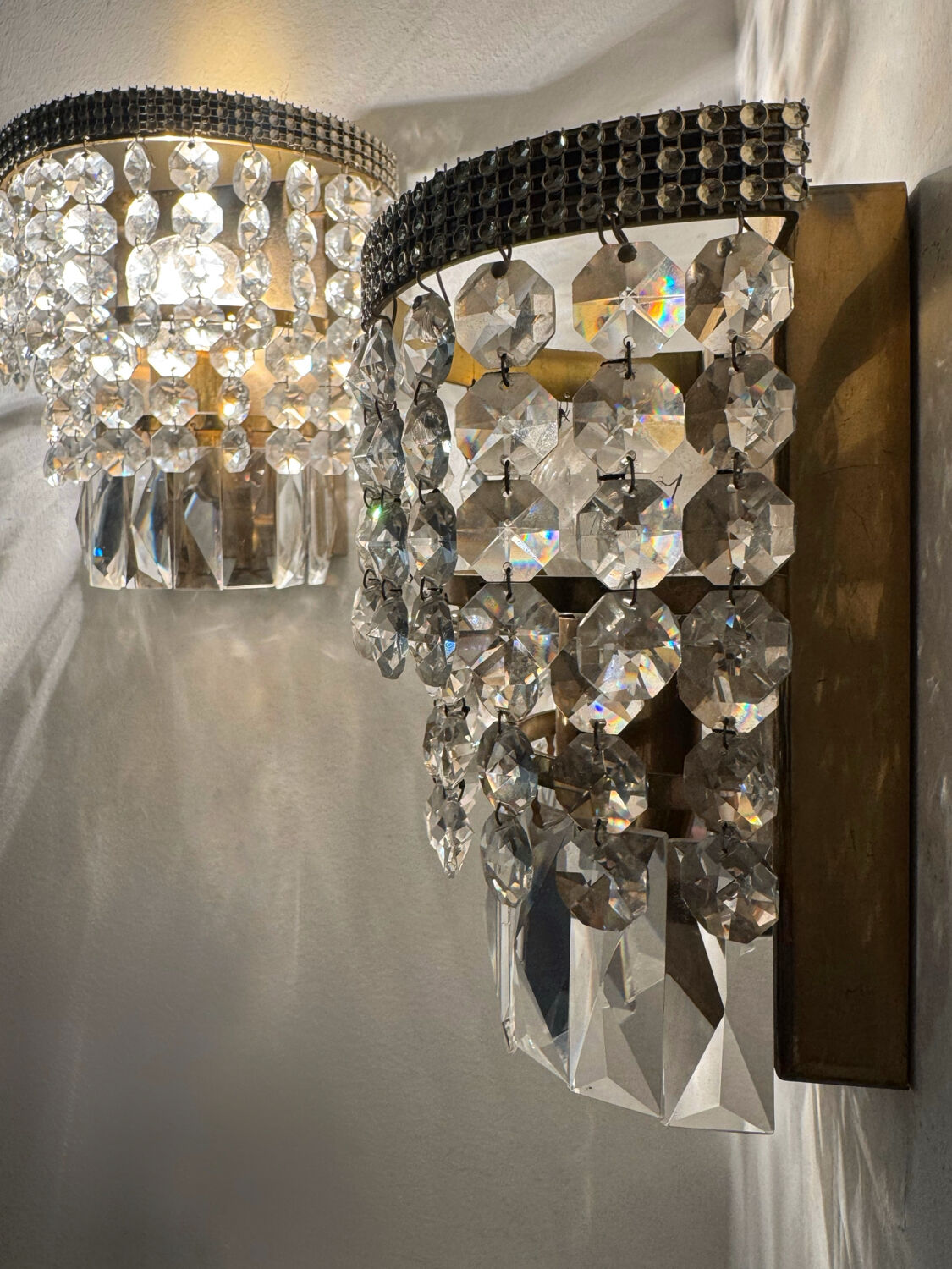 1970s brass pendant wall lights