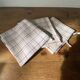 set of 3 large vintage checkered tea towels, new condition