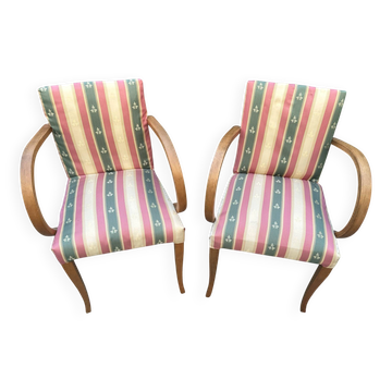 Paire de fauteuils bridge années 50 – Bois courbé 