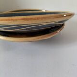 Pair of handcrafted bowls by Le Fer Rouge with blue and beige decor