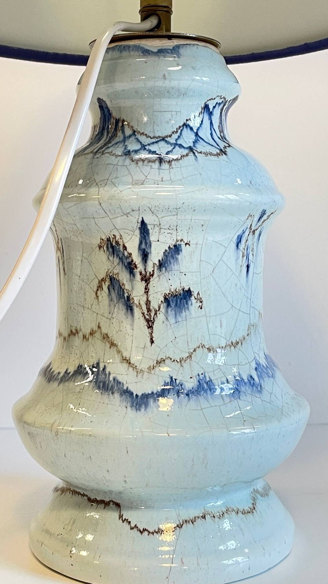 Lampe céramique bleue océan