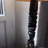 Lampe ancienne africaine taillée à la main bois précieux