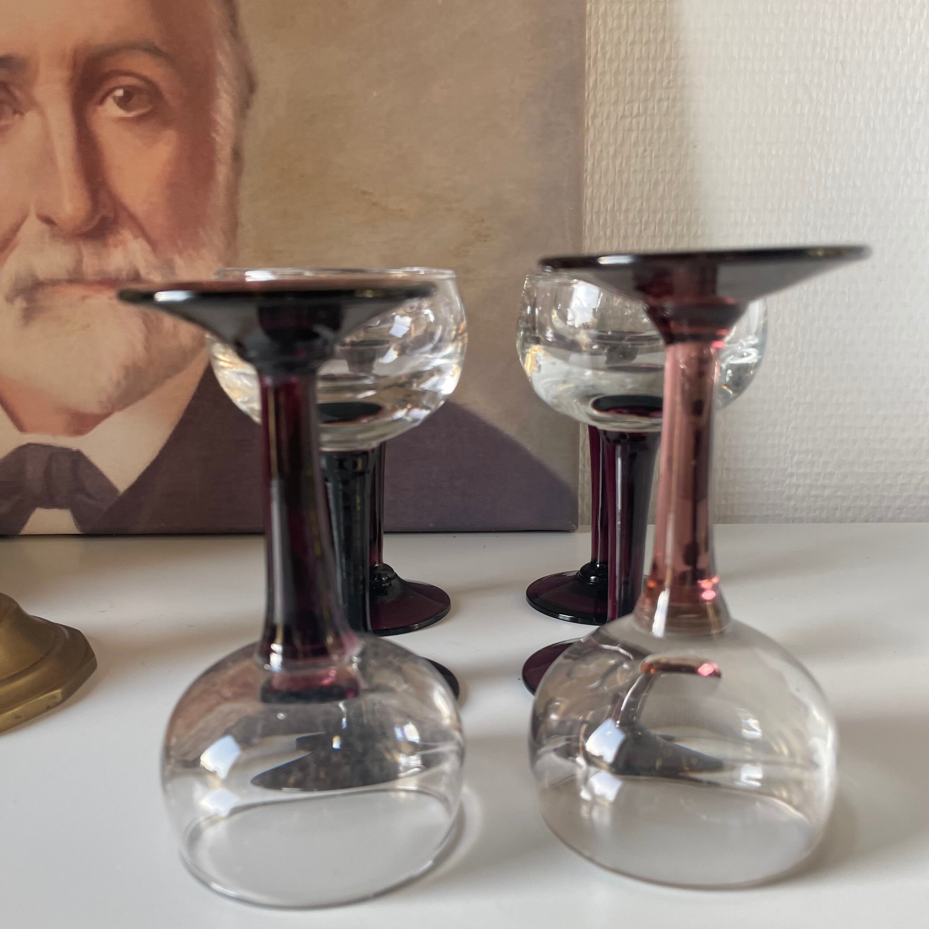Set of 6 antique stemmed glasses